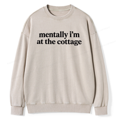 Pagewings Mentally I'm At The Cottage Unisex Washed Sweatshirt