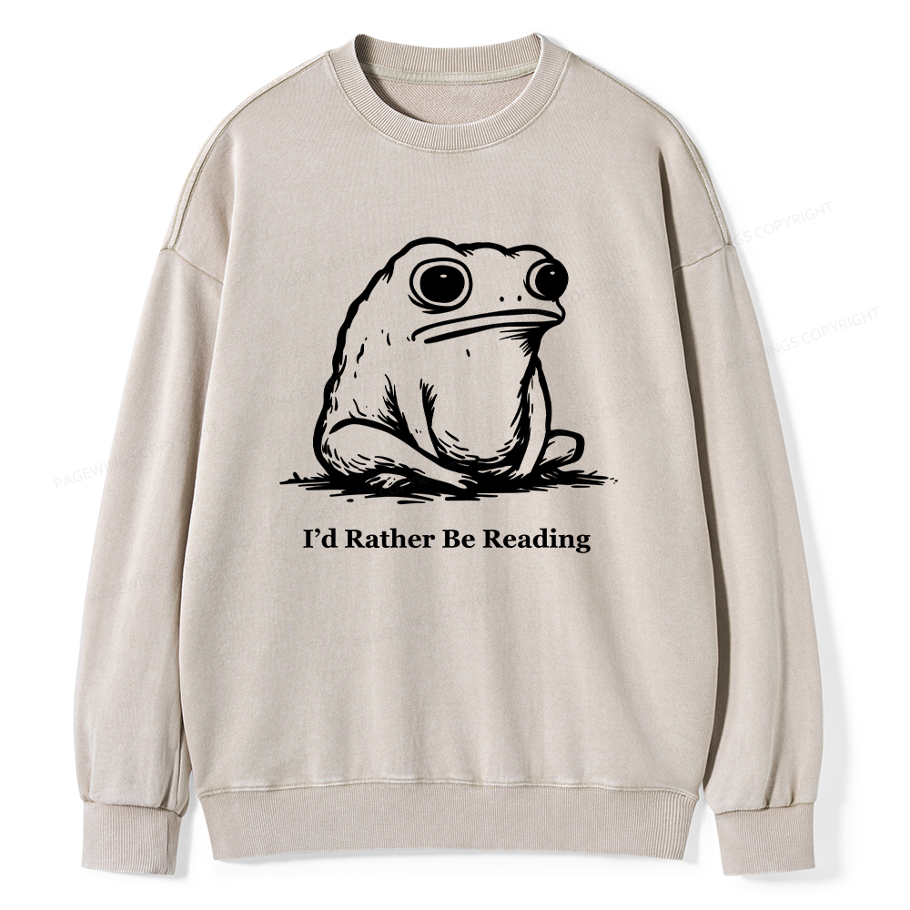 Pagewings I'd Rather Be Reading Unisex Washed Sweatshirt