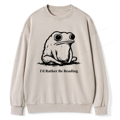 Pagewings I'd Rather Be Reading Unisex Washed Sweatshirt