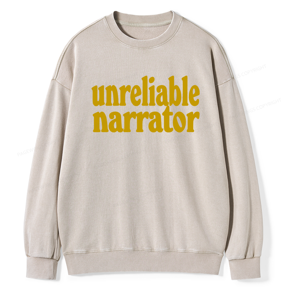 Pagewings Unreliable Narrator Unisex Washed Sweatshirt