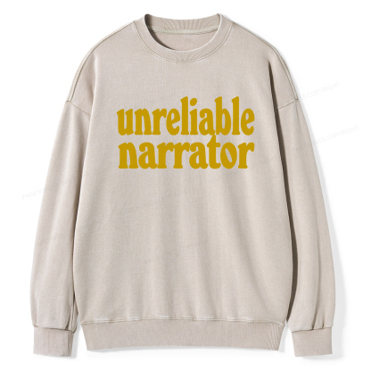 Pagewings Unreliable Narrator Unisex Washed Sweatshirt