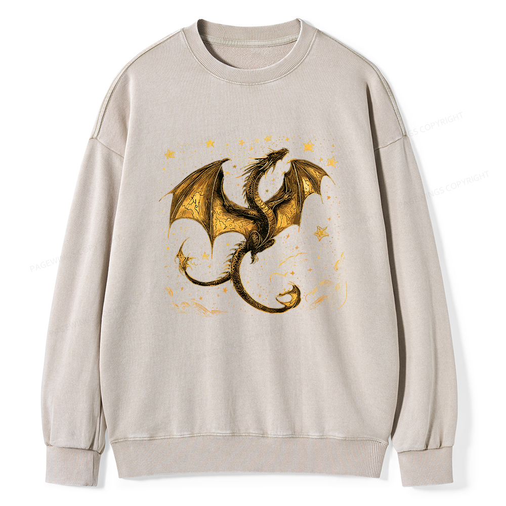 Pagewings Fantasy Dragon Unisex Washed Sweatshirt