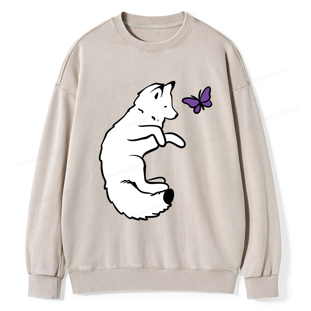 Pagewings Snow Fox Unisex Washed Sweatshirt