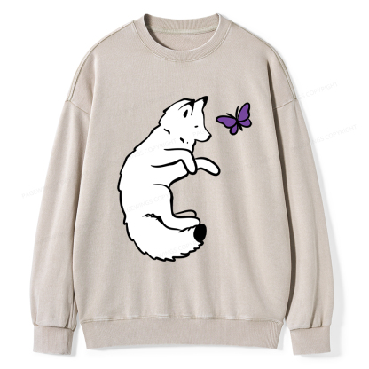 Pagewings Snow Fox Unisex Washed Sweatshirt