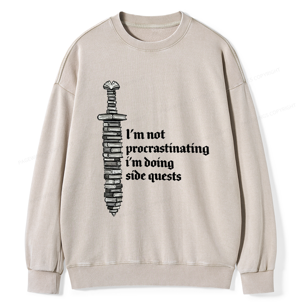 Pagewings I'm Doing Side Quests Unisex Washed Sweatshirt