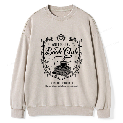 Pagewings Anti Social Book Club Unisex Washed Sweatshirt