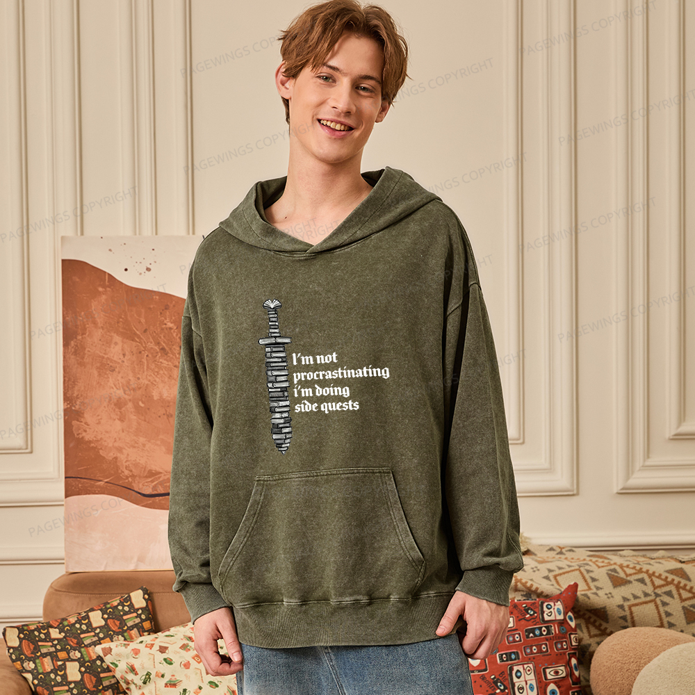 Pagewings I'm Doing Side Quests Unisex Washed Hoodie