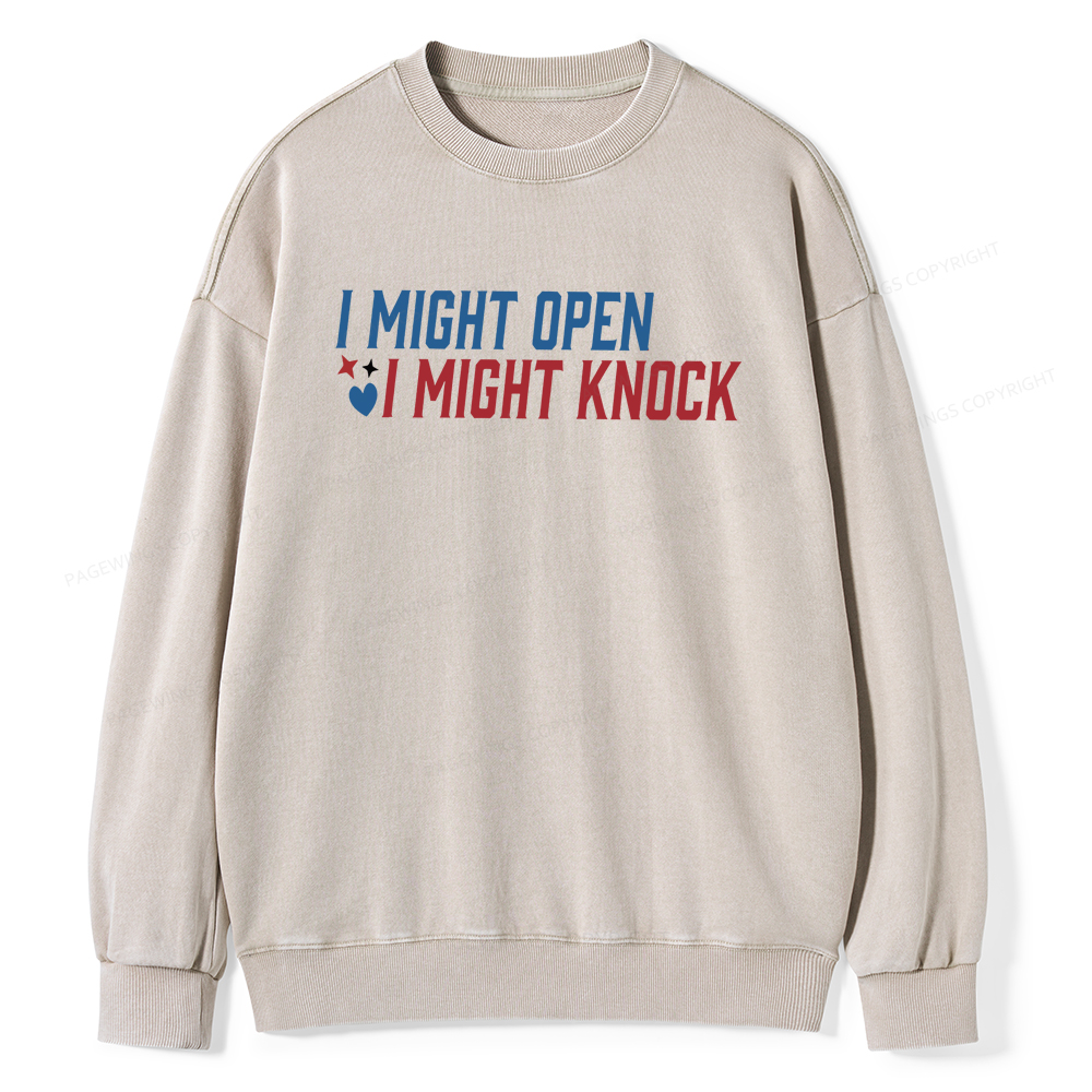 Pagewings I Might Knock Unisex Washed Sweatshirt
