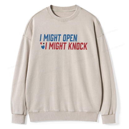 Pagewings I Might Knock Unisex Washed Sweatshirt