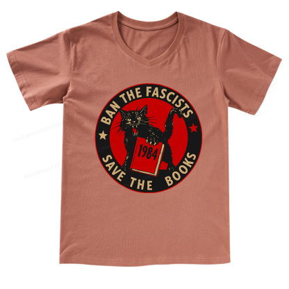 Pagewings Ban The Fascists Save The Books V-neck T-shirt