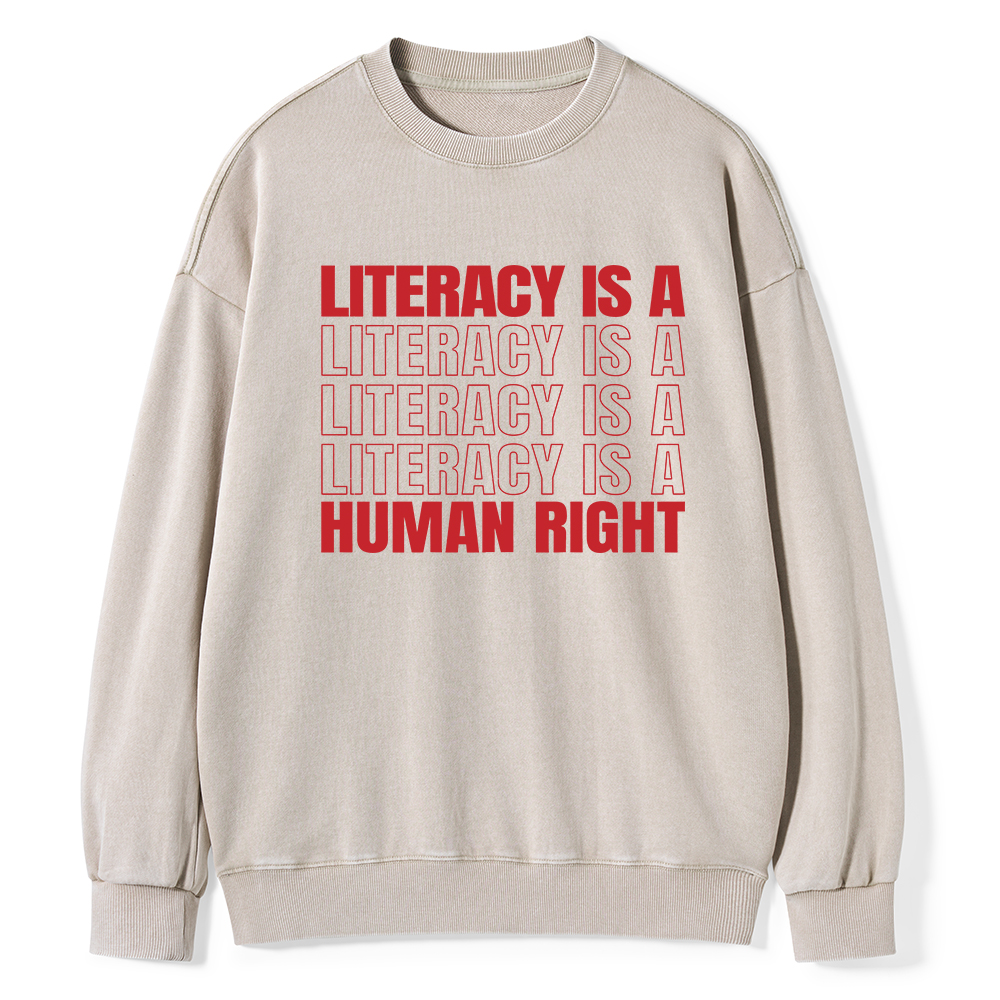 Pagewings Literacy Is A Human Right Unisex Washed Sweatshirt