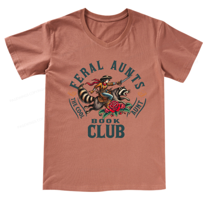 Pagewings Feral Aunt Social Book Club V-neck T-shirt