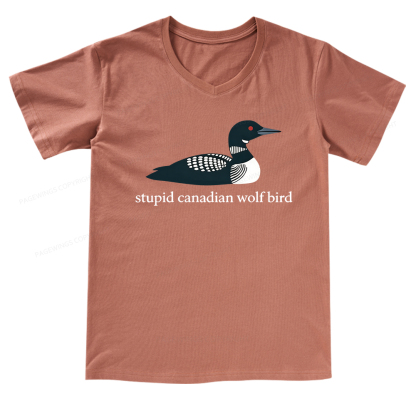 Pagewings Stupid Canadian Wolf Bird V-neck T-shirt