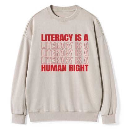 Pagewings Literacy Is A Human Right Unisex Washed Sweatshirt