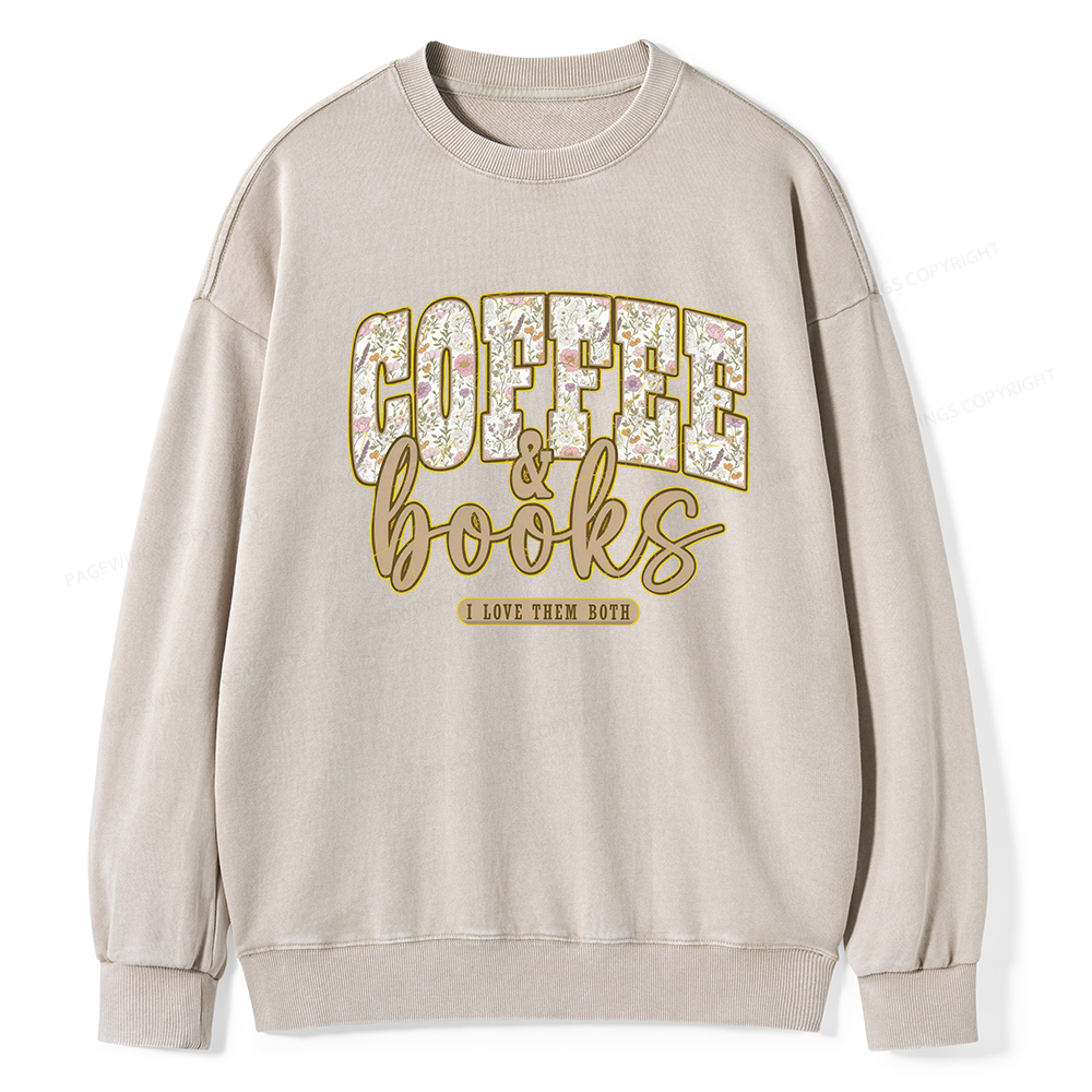Pagewings Coffee And Books Washed Sweatshirt