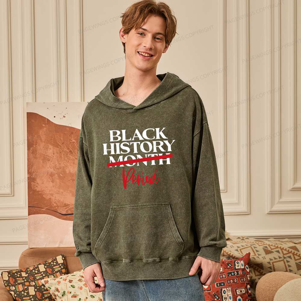 Pagewings Black History Month Period Unisex Washed Hoodie