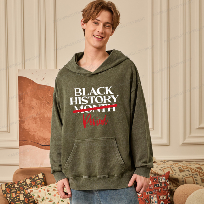 Pagewings Black History Month Period Unisex Washed Hoodie