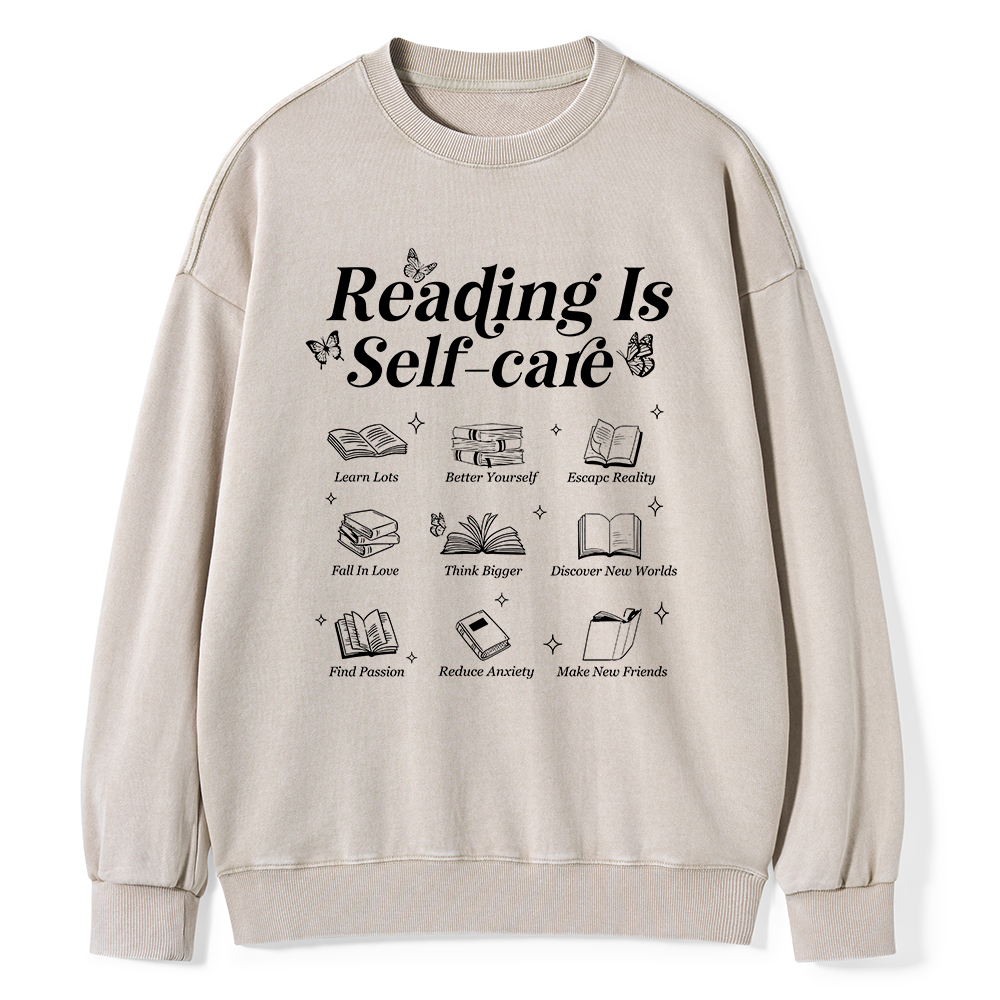 Pagewings Reading Is Self Care Unisex Washed Sweatshirt