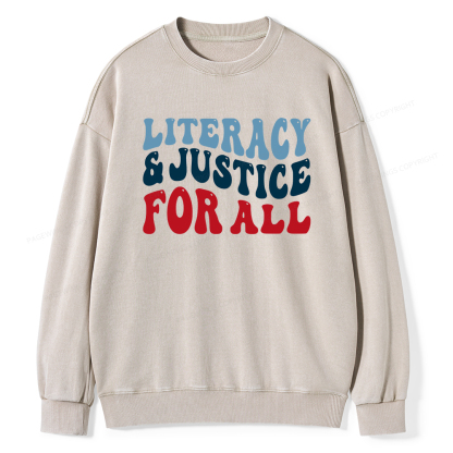 Pagewings Literacy And Justice For All Washed Sweatshirt