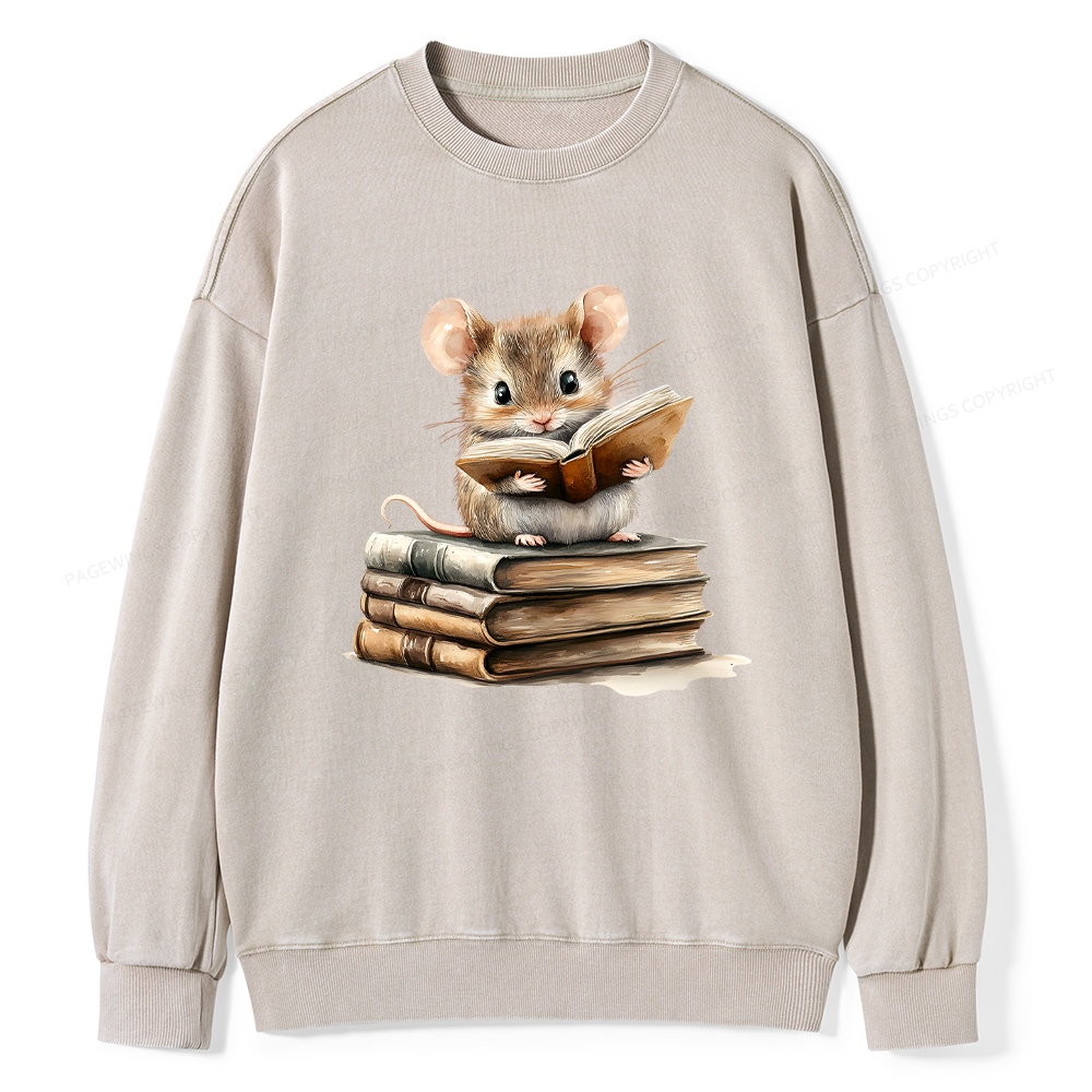 Pagewings Just A Mouse Who Loves Reading Washed Sweatshirt