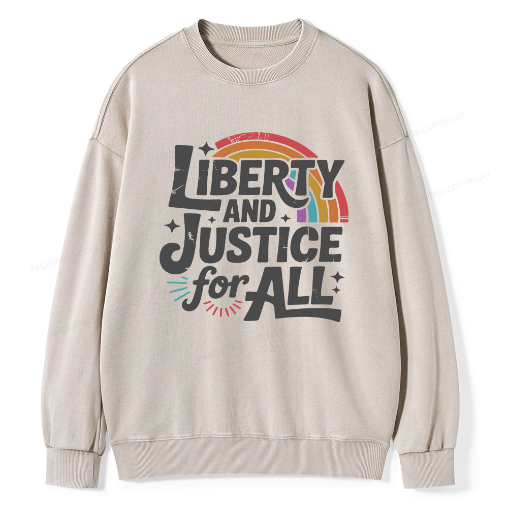 Pagewings Liberty And Justice For All Washed Sweatshirt