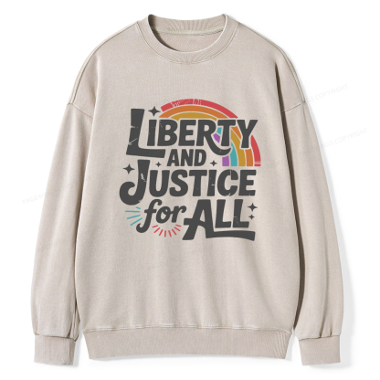 Pagewings Liberty And Justice For All Washed Sweatshirt