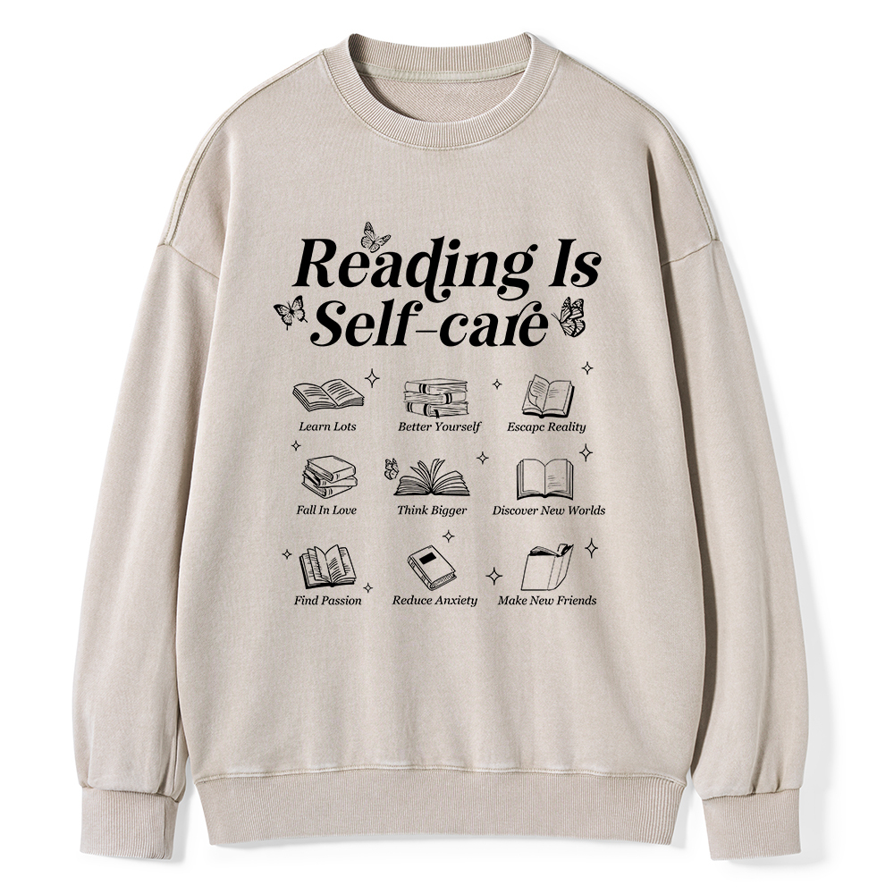 Pagewings Reading Is Self Care Unisex Washed Sweatshirt