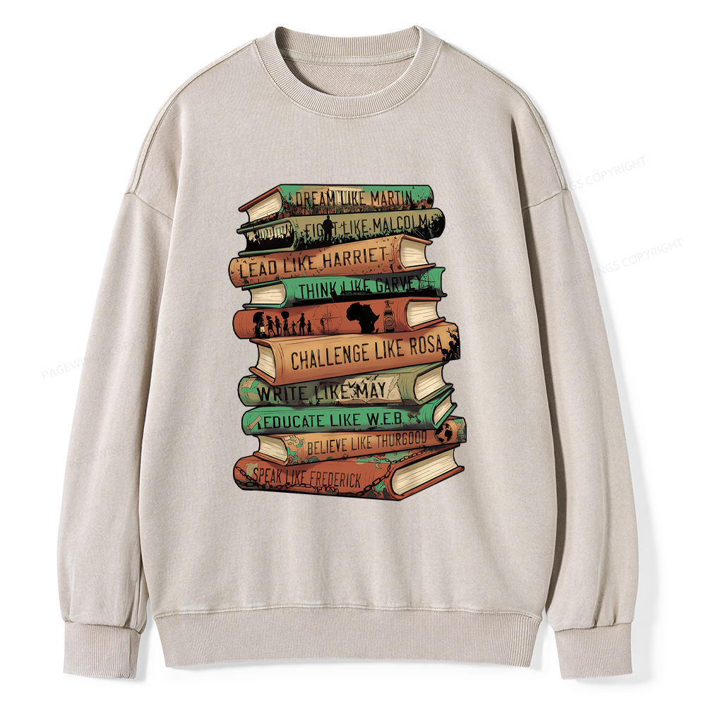 Pagewings Black History Month Books Washed Sweatshirt