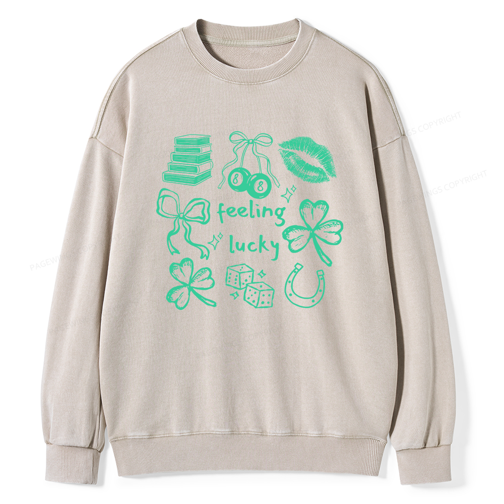 Pagewings Feeling Lucky St. Patrick's Day Washed Sweatshirt