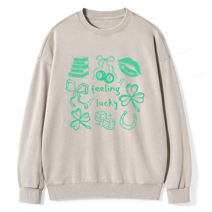 Pagewings Feeling Lucky St. Patrick's Day Washed Sweatshirt