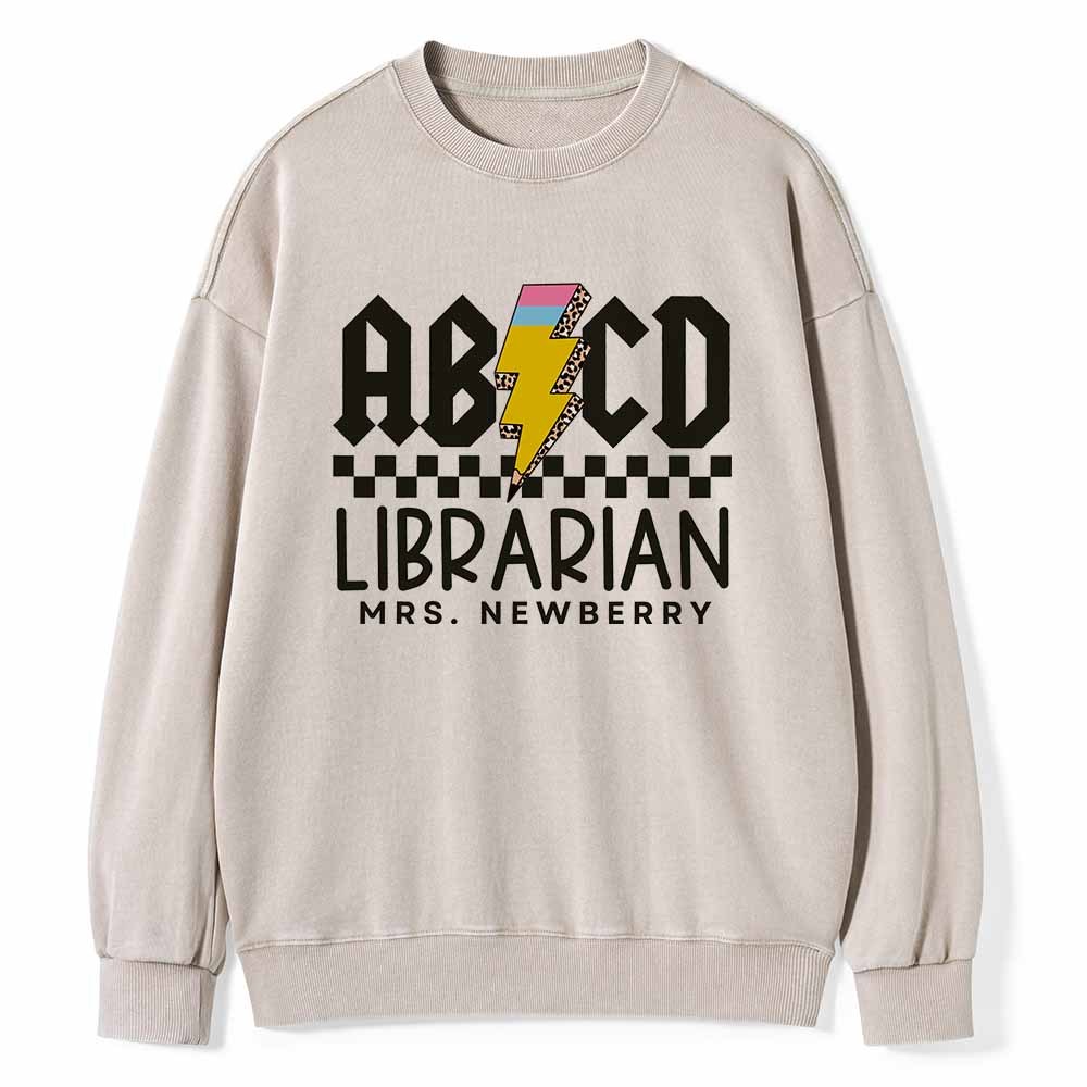 Pagewings Personalized Librarian Shirt TShirts Gift for School Library Sciences Unisex Washed Sweatshirt
