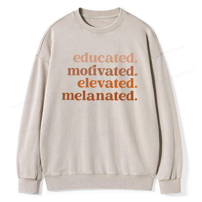 Pagewings Educated Motivated Elevated Melanated Washed Sweatshirt