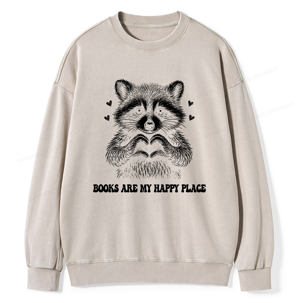 Pagewings Books are My Happy Place Washed Sweatshirt