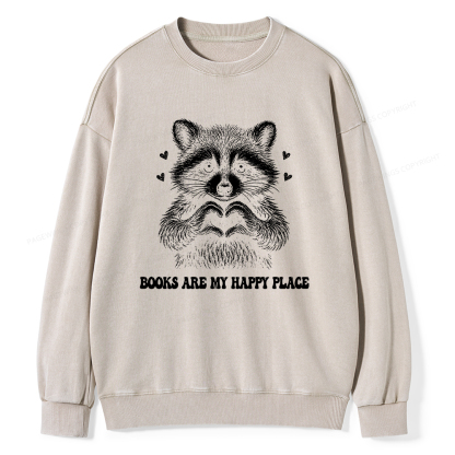 Pagewings Books are My Happy Place Washed Sweatshirt