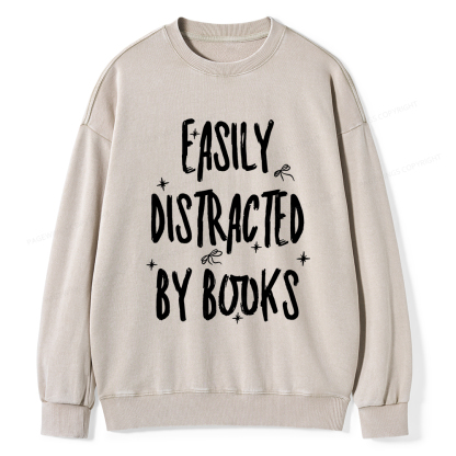 Pagewings Easily Distracted By Books Washed Sweatshirt