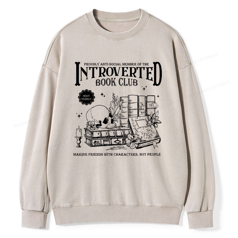 Pagewings Introverted Book Club Washed Sweatshirt