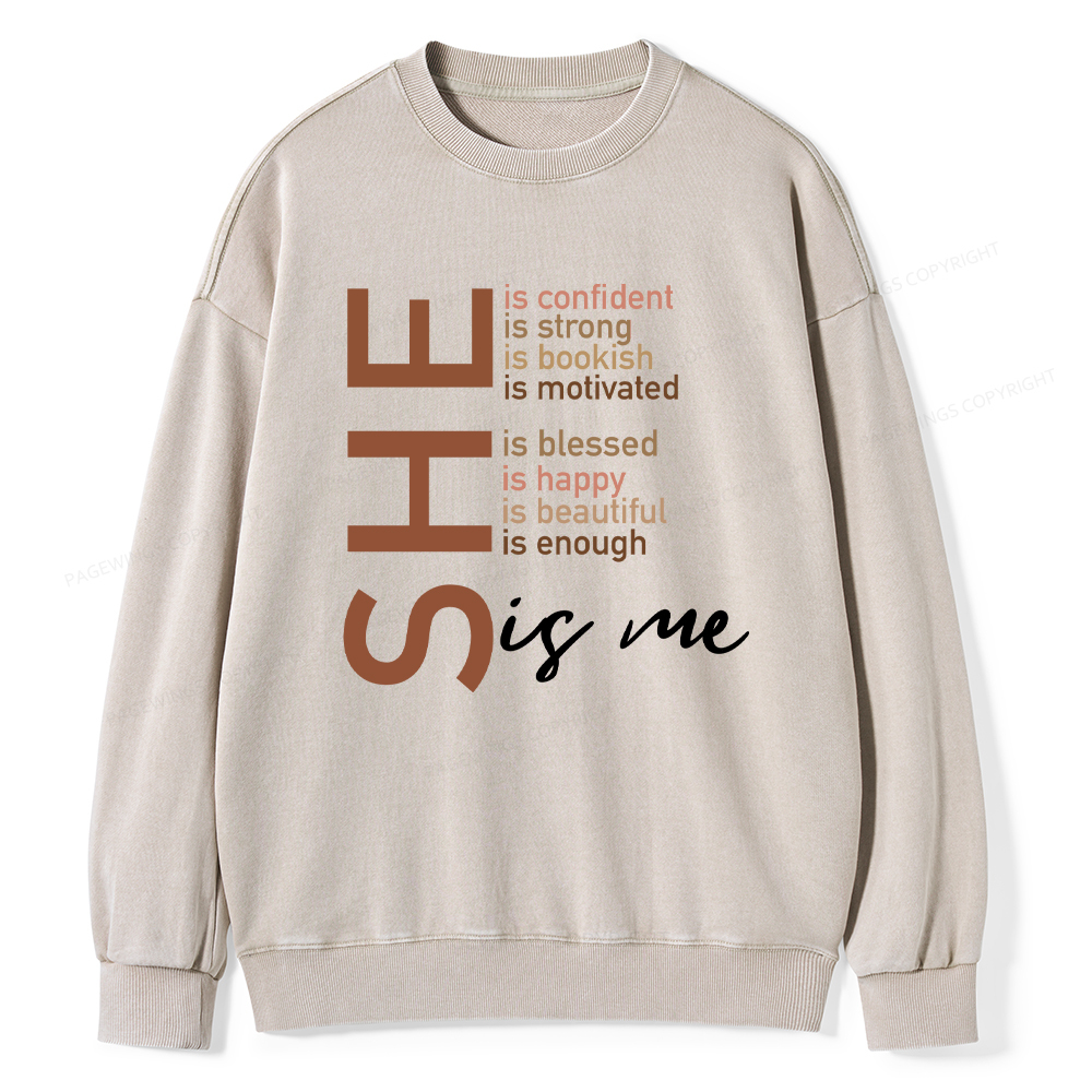 Pagewings Black Women She Is Me Washed Sweatshirt