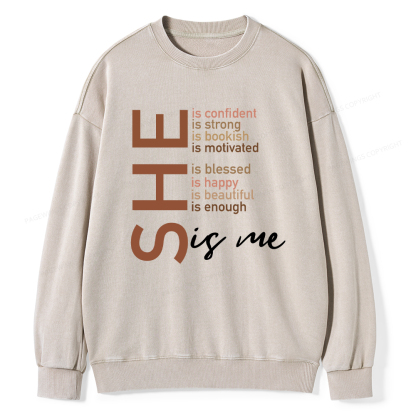 Pagewings Black Women She Is Me Washed Sweatshirt