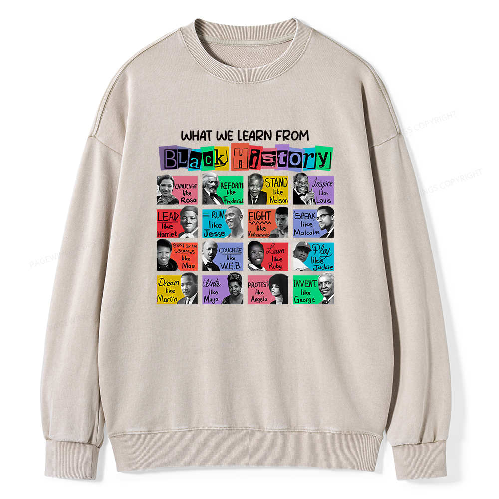 Pagewings What We Learn From Black History Washed Sweatshirt