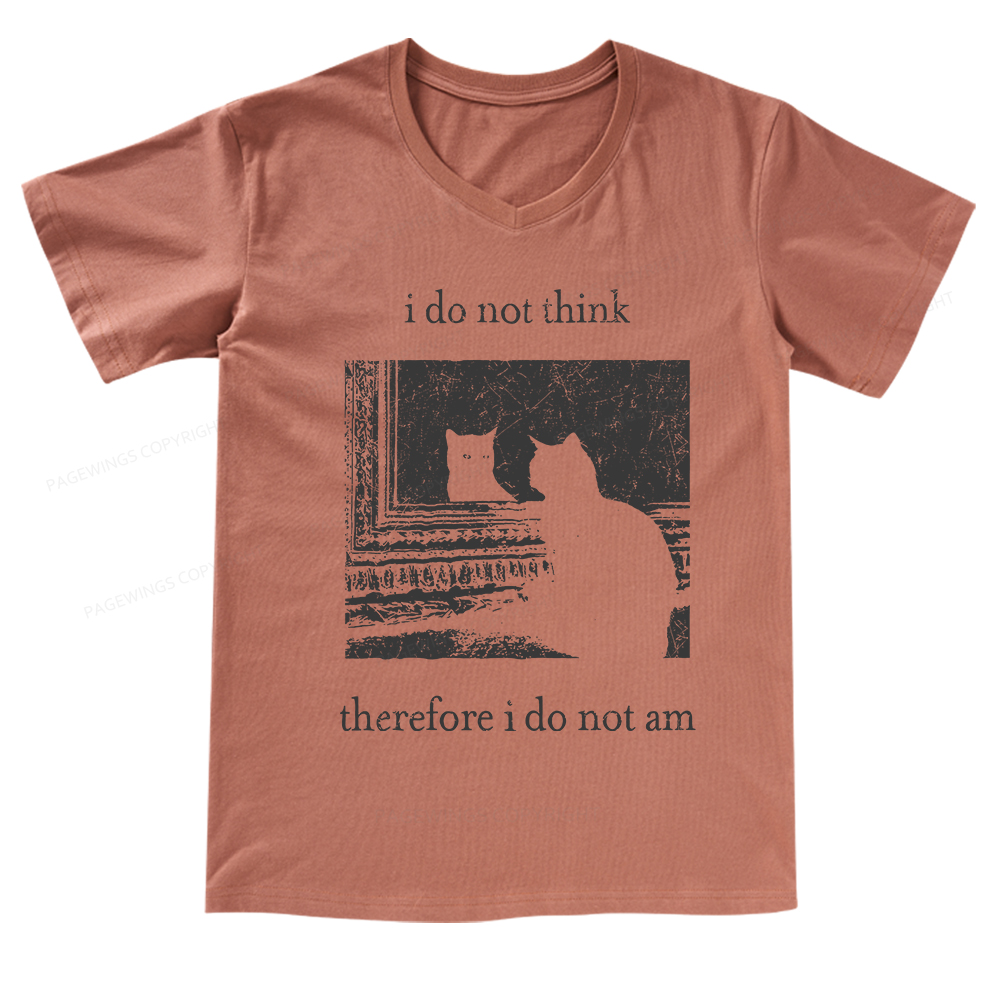 Pagewings I Do Not Think Therefore I Do Not Am V-neck T-shirt