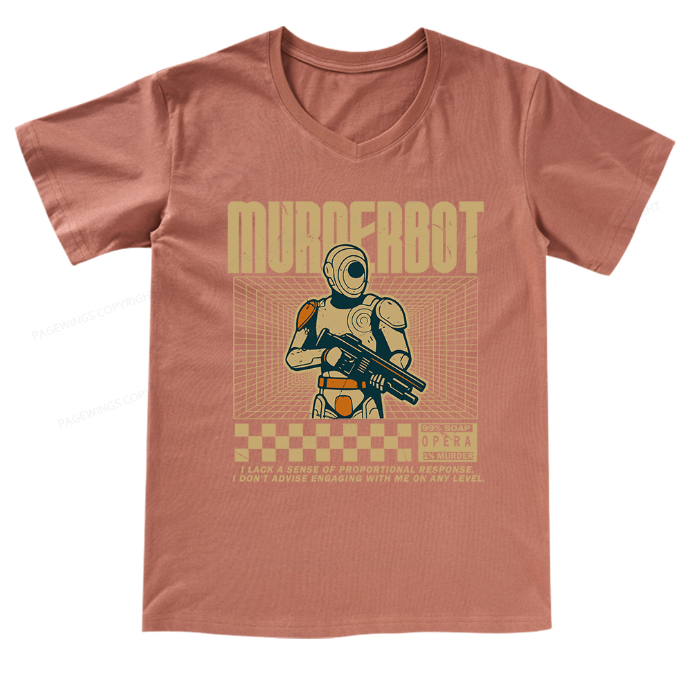 Pagewings Sci-Fiction Robot Hobby V-neck T-shirt