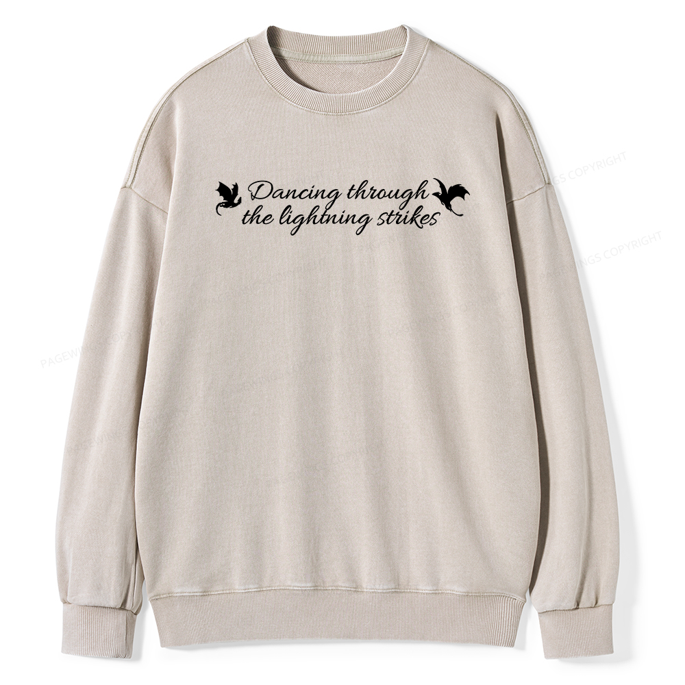Pagewings Dancing Through Lightning Strikes Washed Sweatshirt