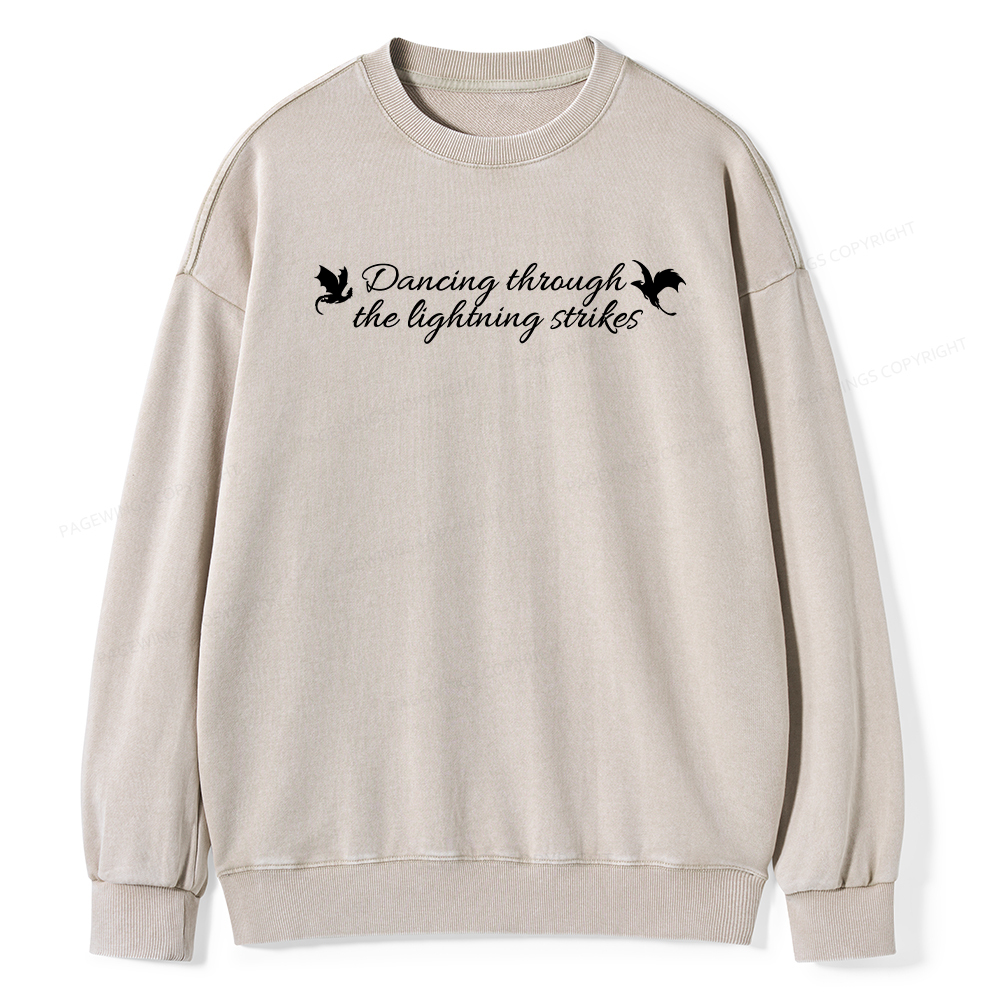 Pagewings Dancing Through Lightning Strikes Washed Sweatshirt