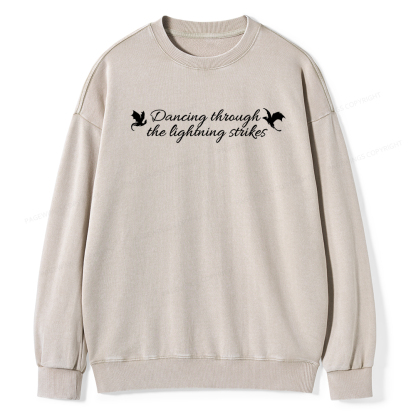 Pagewings Dancing Through Lightning Strikes Washed Sweatshirt