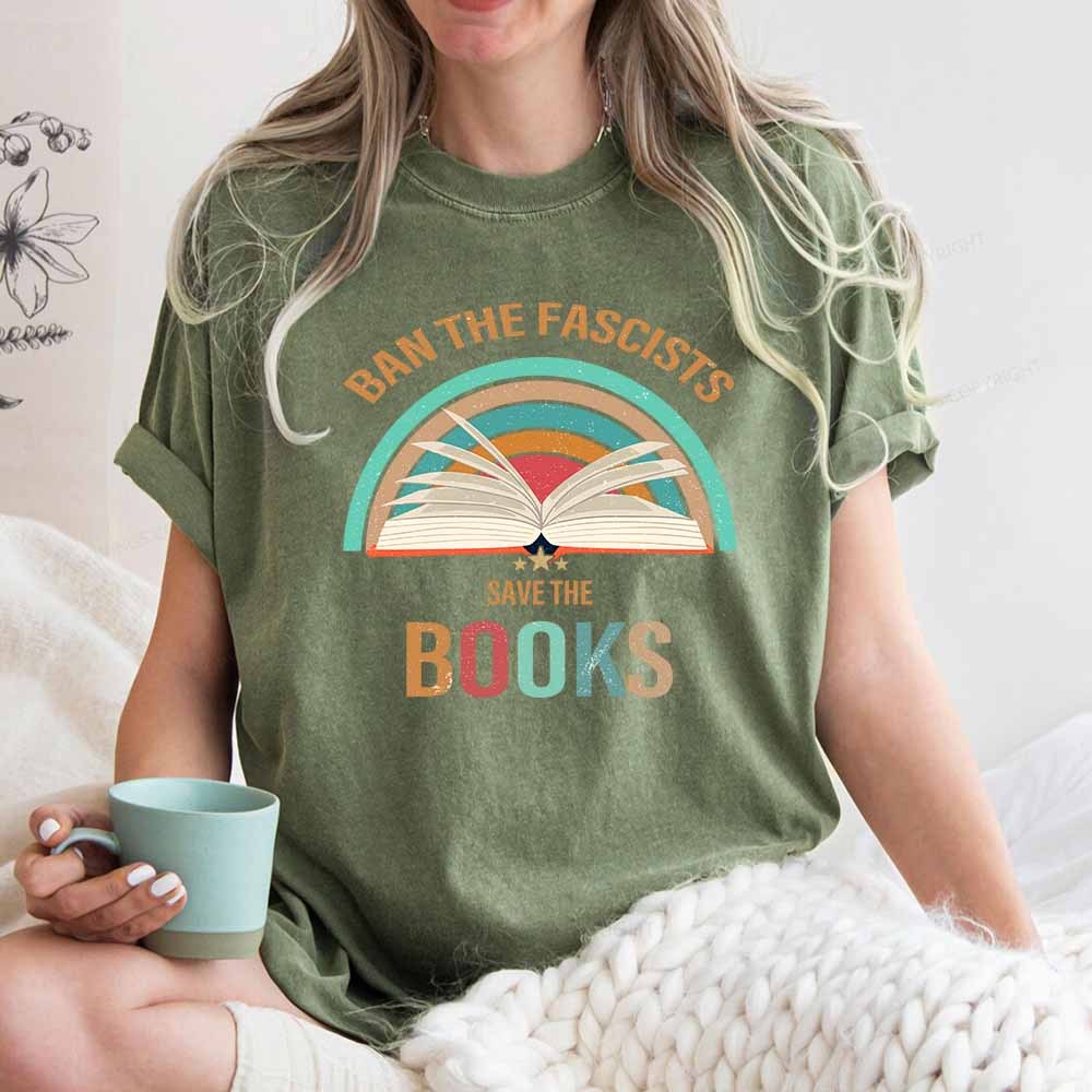 Pagewings Ban The Fascists Save The Books Unisex Washed T-shirt