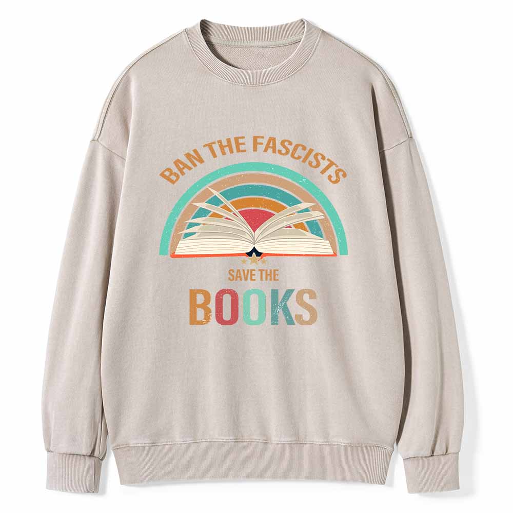 Pagewings Ban The Fascists Save The Books Unisex Washed Sweatshirt