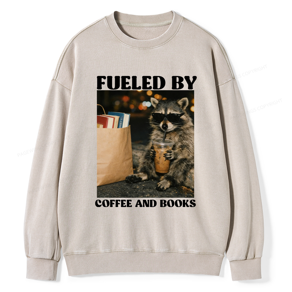 Pagewings Fueled by Coffee And Books Washed Sweatshirt
