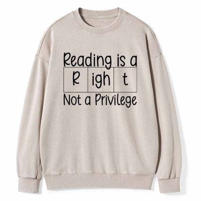 Pagewings Reading is a Right Not a Privilege Unisex Washed Sweatshirt