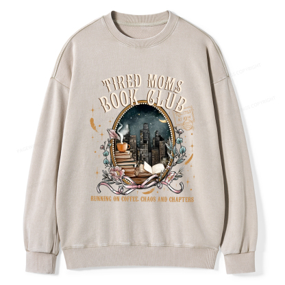 Pagewings Tired Moms Book Club Washed Sweatshirt