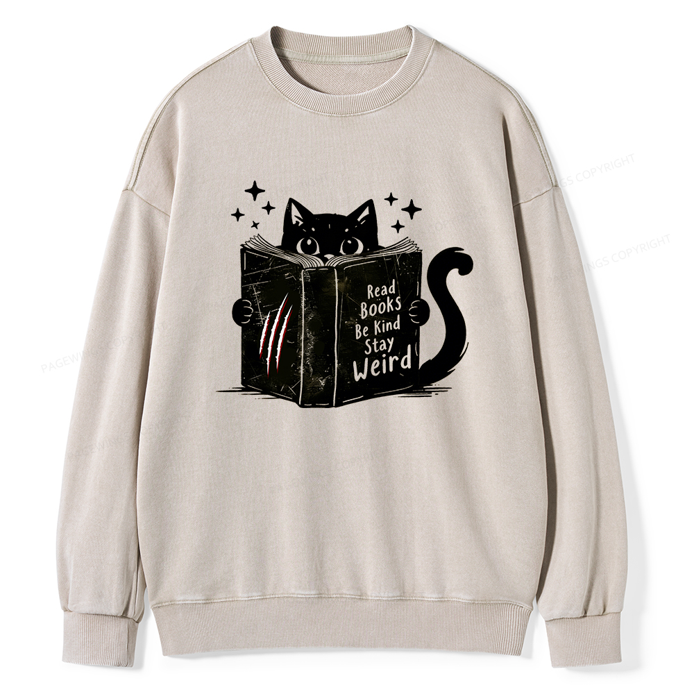 Pagewings Read Books Be Kind Stay Weird Washed Sweatshirt